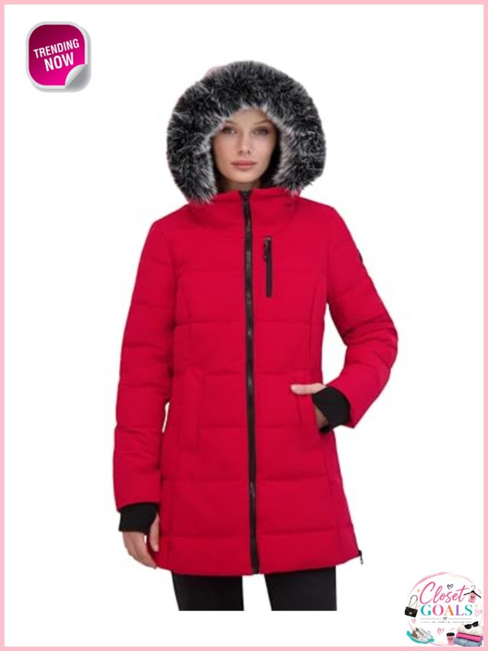 Heavyweight Puffer Jacket Faux Fur Hood Wind Water Resistant Winter Coat